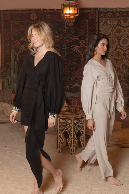 Quartz linen wrap top